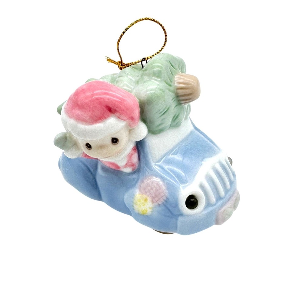 Precious Moments 1998 Enesco Christmas Tree Car Ornament 465275 Blue Pink